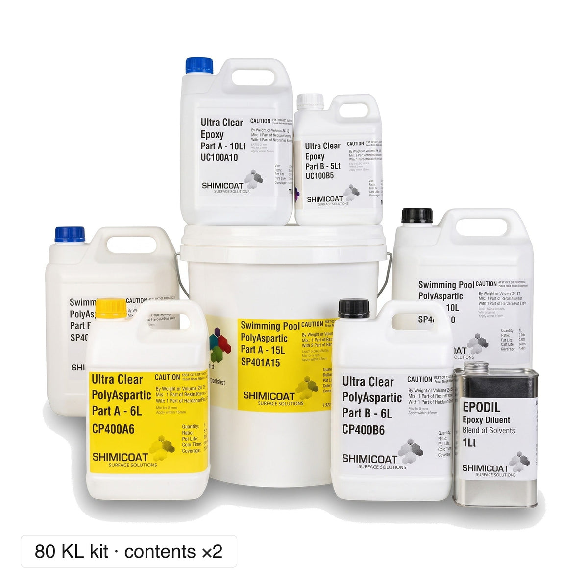 UV Plus Swimming Pool Polyaspartic Kit: 100 KL kit, contents x2
