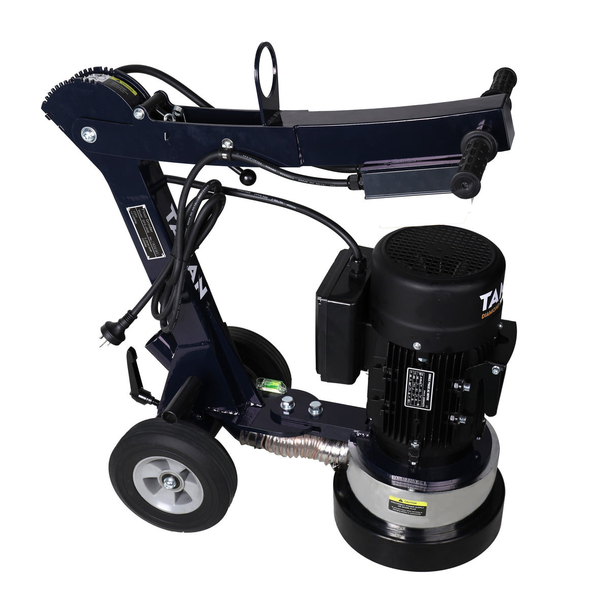 Rear view of the TAMAN C250 concrete grinder showing the 2.2kW motor and dust port