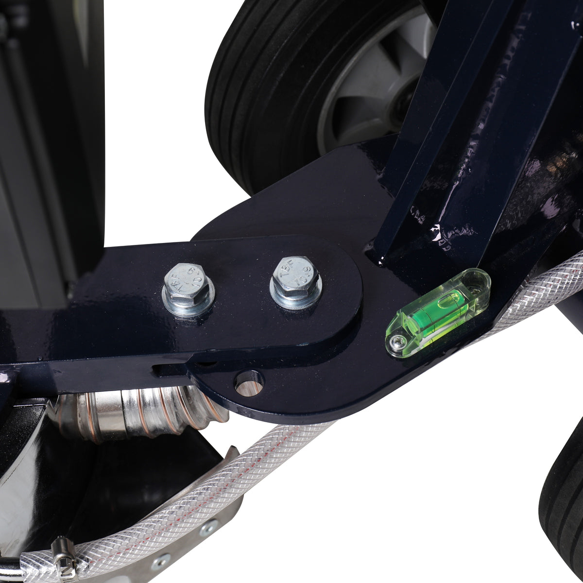 Close up of the TAMAN C250 head, spirit level and Moreflex coupling