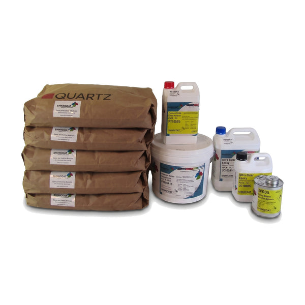 Slip Resistant Epoxy Quartz Floor Complete Kit 50sqm contents
