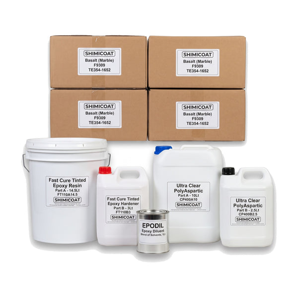 Epoxy Flake Floor Fast Cure Complete Kit 50sqm contents