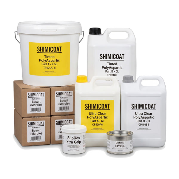 UV Plus Slip Resistant Polyaspartic Flake Floor Complete Kit 50sqm contents