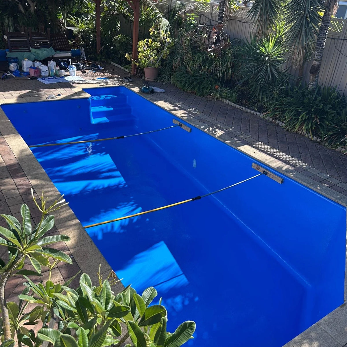 Finished swimming pool recoated with the UV Plus Pool Polyaspartic Complete Kit