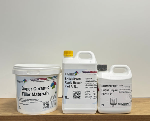 SHIMISPART Rapid Repair Medium kit: 5 Lt resin with 5 Lt Super Ceramic filler