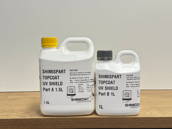 SHIMISPART Topcoat UV Shield Small kit: 1.5 Lt Part A and 1 Lt Part B